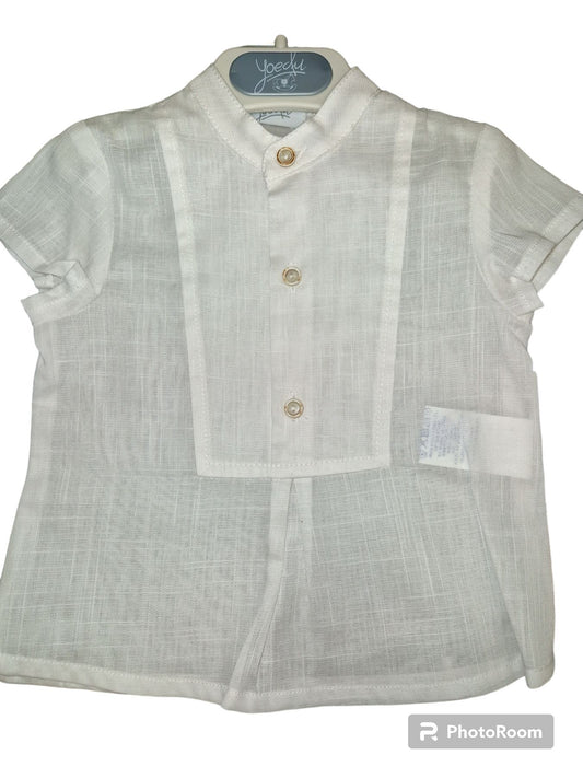 completo in lino con camicia manica corta