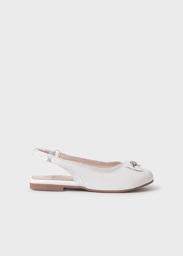 slingback in pelle e fiocco in raso